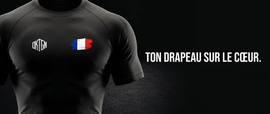 Rashguard OKTGN avec le drapeau français floqué sur le cœur