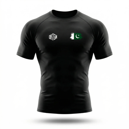 Rashguard OKTGN Elite V2 noir drapeau Pakistan, vue de face