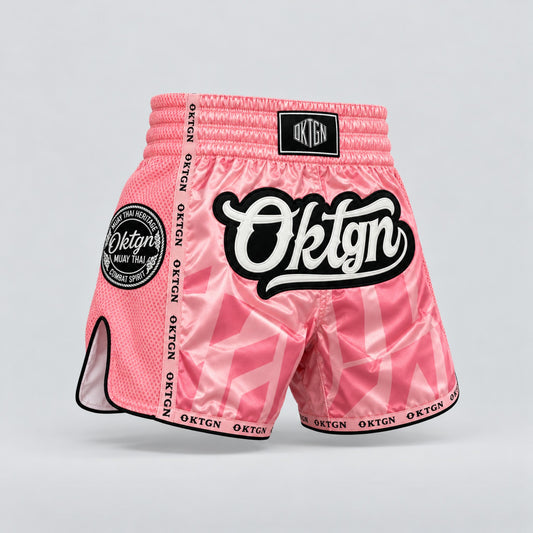Short Muay Thai OKTAGON rose - vue 3/4