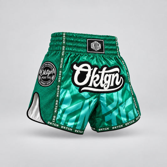 Short Muay Thai OKTAGON vert - vue 3/4